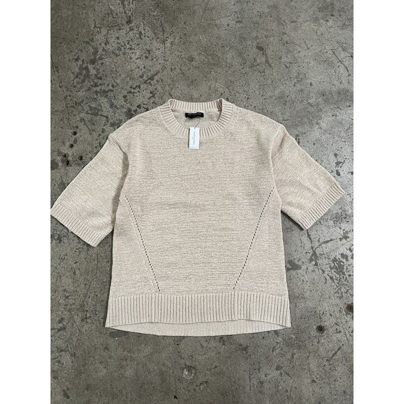 NWT Banana Republic Women Cotton Blend Slouchy Sweater T-Shirt S Ivory Cream $85 - Picture 1 of 9